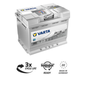 Auto's VARTA Start-Stop Silver Dynamic AGM D52 12V 60Ah 680A (CCA) 242x175x190 17.5kg Batteryhouse