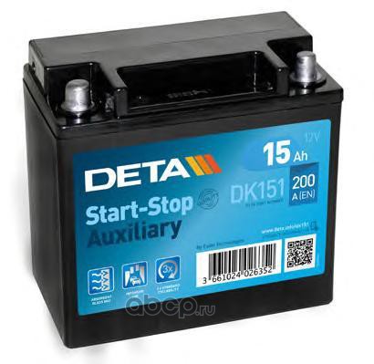 DETA Accu Start-Stop Auxiliary DK151 12V 15Ah 200CCA 150x90x145 4.2kg